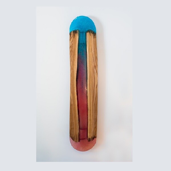 Balanceboard Modell Wind aus Blauem und Rotem Kunststoff und Holz